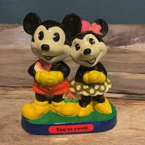 Vintage Walt Disney Productions ceramic mickey and minnie You're Swell figurine